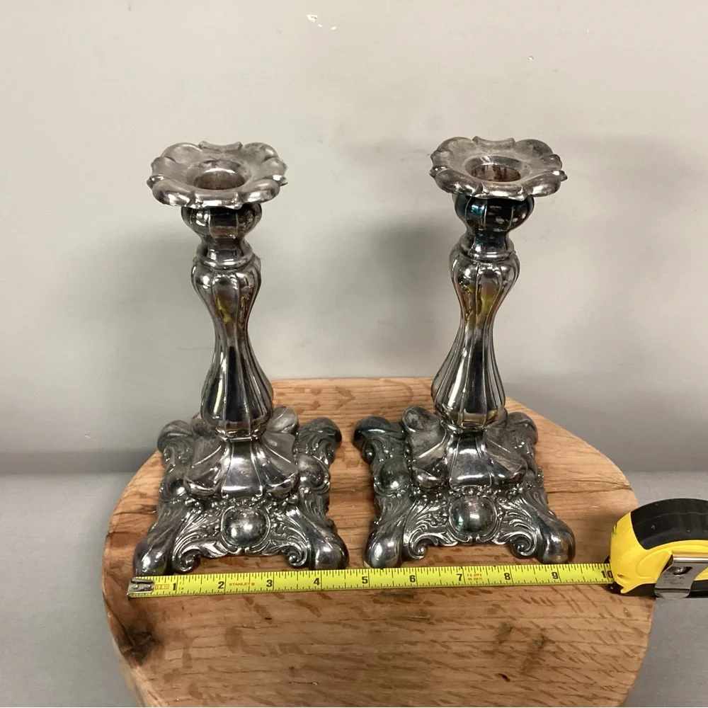 ⚫️ Vintage Beautiful & Ornate - Silver Plated “Heavy” Tapered Candle Holders